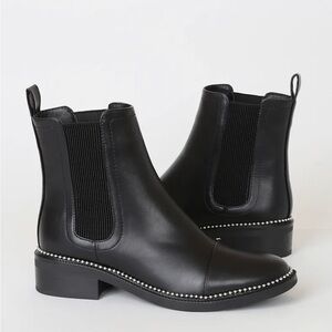 Raid black ankle boots with pearl trim